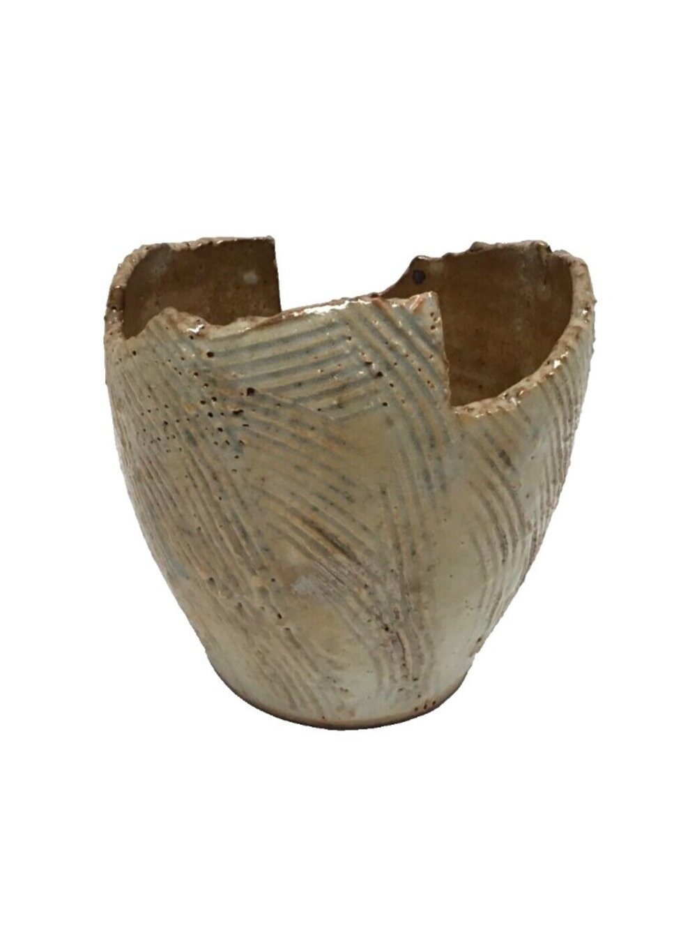 Veronika Jenke Vintage Signed Pottery Abstract Design Vase Planter